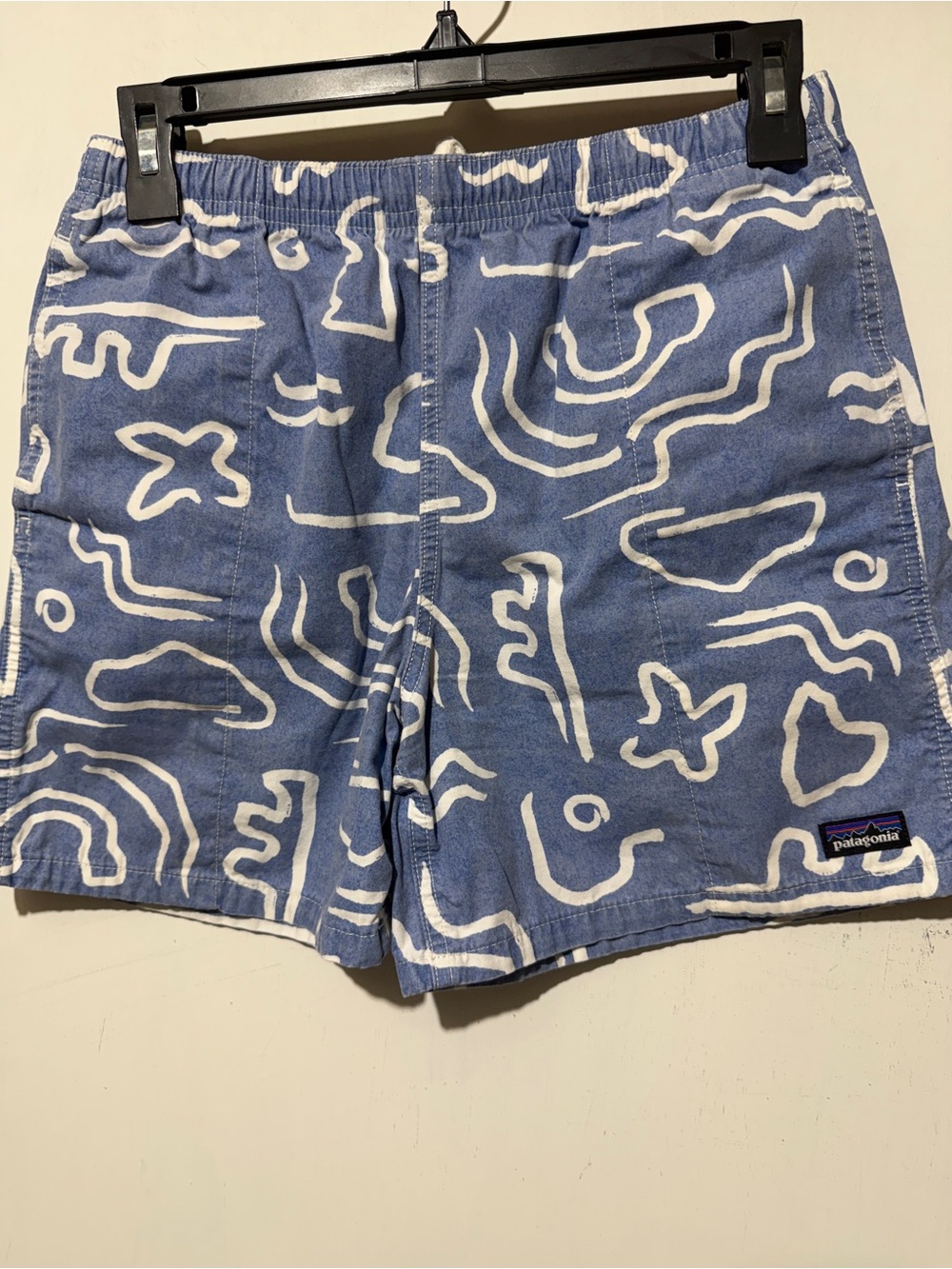 Patagonia Kids Funhoggers Shorts Size XL Channel Islands Vessel Blue Print